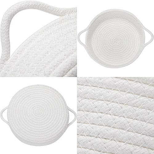 Sea Team 2-Pack Compact Woven Cotton Rope Storage Baskets, White - Image 4