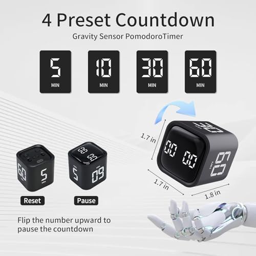 LUCKY TIME Rotating Productivity Timer 5/10/30/60min, Flip Timer, ADHD Tool - Image 2
