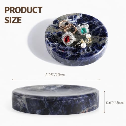 Koville Marble Jewelry Dish, Small Round Trinket Dish for Ring Necklace Earring, 4" Decorative Dish, Natural Stone Soap Dish for Bathroom Kitchen - Image 2