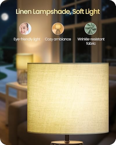 Green Table Lamp, Small Bedside Lamp with Green Linen Shade & Black Metal Base, 2700K LED Bulb Included, Modern Nightstand Lamp for Bedroom Decor, Kids Room, Living Room, Nursery, J06TL05 - Image 6