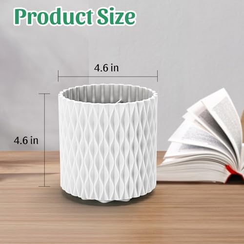 minimaliving Desk Organizer,Stylish Rhombus Pen Holder for Desk 360°Rotating Office Desk Accessories,Pencil Cup with 5 Compartments Storage Box Caddy for Office,School,Home,Art Supply(White) - Image 5