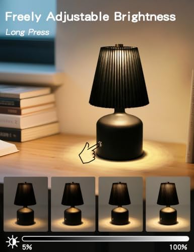 Small Bedside Table Lamp, Dimmable Cordless Lamp with 3 Color, - Image 2