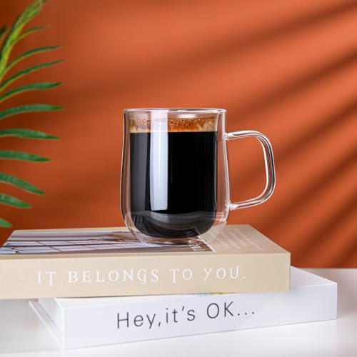 Double Walled Glass Coffee Mugs, 12 OZ, Set of 2 - Image 4