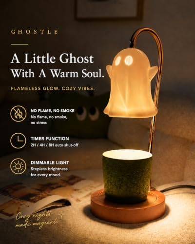 Ceramic Ghost Candle Warmer Lamp with Timer, Spooky Cute Wax Melter - Image 2