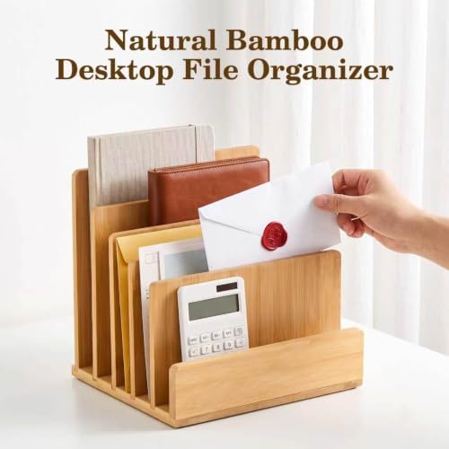 Bamboo Mail Organizer, File Holder for Office, Countertop - Image 5