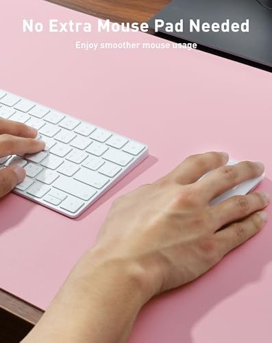 Aothia Faux Leather Desk Mat - Large Mouse Pad, Non-Slip PU Leather Blotter, Waterproof Writing Surface for Office and Home (Fairy Pink, 63" x 17") - Image 4