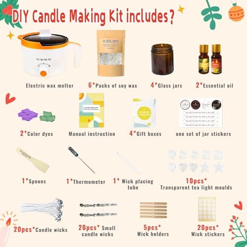 Complete Soy Candle Making Kit with Wax Melter for Beginners & Adults - Image 2