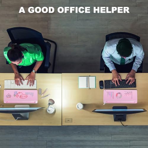 TSJ OFFICE Desktop Whiteboard Dry-Erase-Board - Computer Keyboard Stand White Board Surface Pad with Drawer, Desk Organizers with Accessories for Office, Home, School Supplies - Complete Pink - Image 6