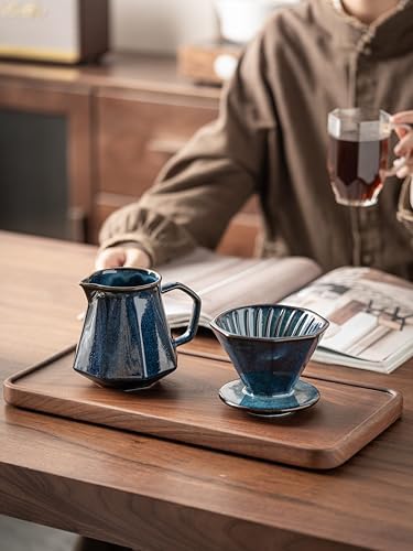 Pour Over Coffee Maker,Ceramic Coffee Maker With 40 pcs Paper Filter，20oz/600ml Pour Over Coffee Dripper (Starry Blue) - Image 5
