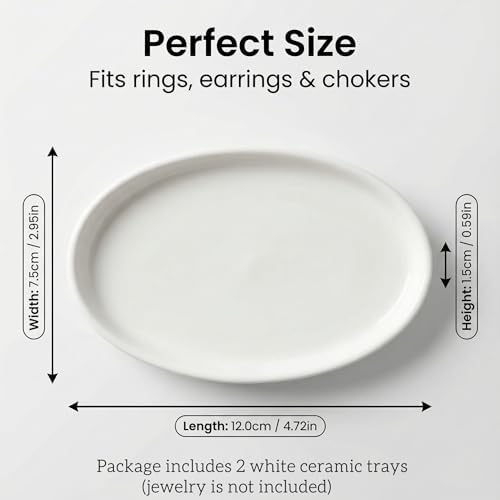 White Ceramic Trinket Tray Decorative Jewelry Dish for Vanity Ring - Image 2