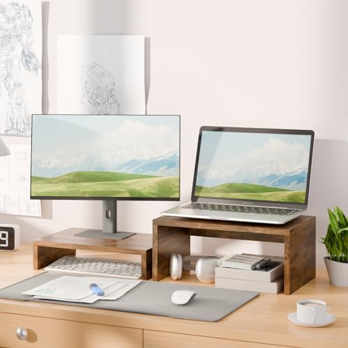TEAMIX 6.7 inch Tall Monitor Stand Riser, Wood Shelf Riser, Desk Organizer - Image 6