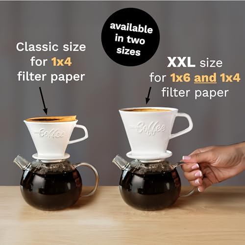 Creano XXL Porcelain Coffee Dripper Red - Ceramic Cone Brewer - Pour Over Coffee Maker - Filter Size 4 - huge and heavy quality 800gr/28oz - 6 Colours availeble - Image 5