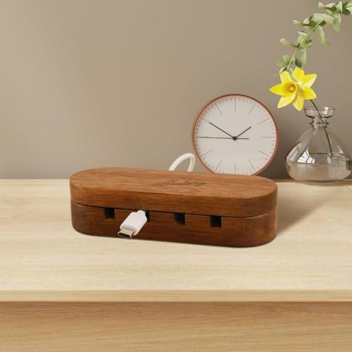 Cable Holder - Cord Organizer Cable Management Clips - Wire Holder System for Phone Chargers, USB Cables - Home, Office, Nightstand, Desk Organizer (Acacia Wood Color) by JIulory