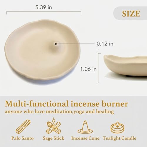 Minimalist Stone Sand Incense Holder – Handcrafted Modern Minimalist Incense Stick Holder for Meditation, Yoga, Aromatherapy Home, Office Decorative Burner (Off-White) - Image 4