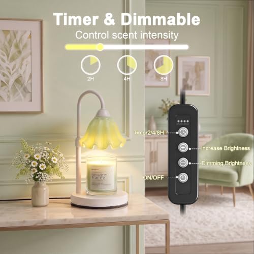 Candle Warmer Lamp with Timer, Modern Candle Warmer for Jar Candles, Electric Wax Warmer, Includes 2 Bulbs, Housewarming, Birthday Gift for Women, Mom - White Celadon - Image 3