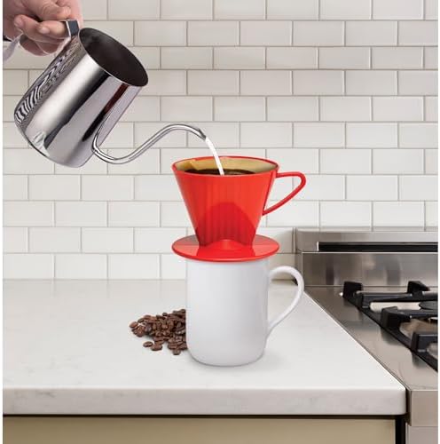 Fino Pour-Over Coffee Brewing Filter Cone, Number 2-Size, Red, Brews 2 to 6-Cups, Set of 2 - Image 5