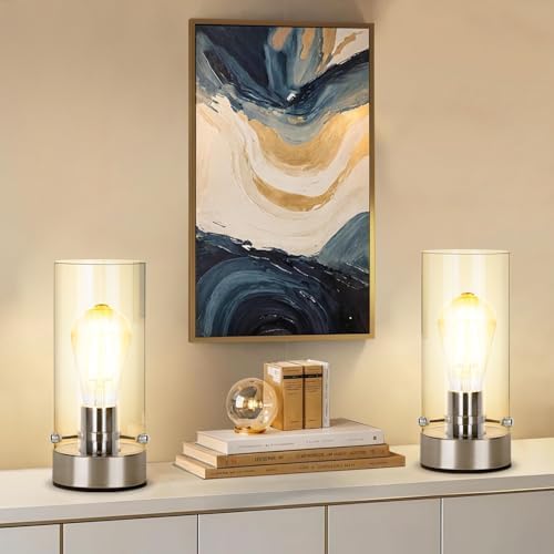 Table Lamp for bedroom, Modern Glass Lamp Bedside Lamps for Night stands - Image 5