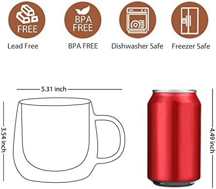 CNGLASS Double Walled Glass Coffee Mugs 10oz,Large Insulated Espresso Cups,Set of 2 Clear Glasses Cappuccino Mug with Handle(Tea Latte Glassware) - Image 2