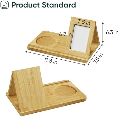 Semiocthome Picture Frame Phone Docking Station with Book Rest, Desk Nightstand Organizer, Present for Men Birthday Anniversary Ideas - Image 6