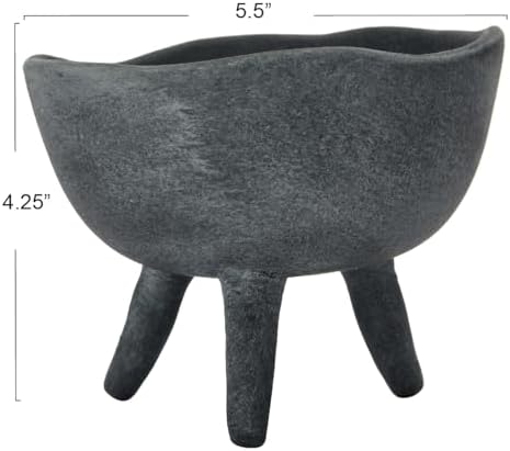 Creative Co-Op Boho Terracotta Footed Bowl, Slate Grey - Image 5