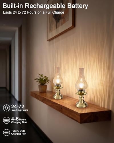 UMEXUS Vintage Rechargeable Cordless Table Lamp Battery Operated, Clear - Image 5