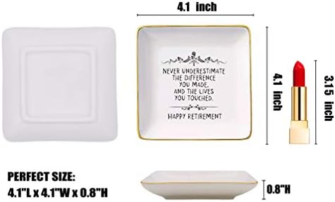 Retirement Gifts for Women-Jewelry Holder Ring Dish Trinket Tray-Retirement Appreciation Gift for Mom Boss Co-worker,Teacher,Nurse,Friends,Wife,Sister-Never Underestimate the Difference You Made - Image 6
