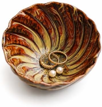 Brown Reactive Glaze Ceramic Jewelry Dish Tray,Ring Holder Dish Tray by GISK