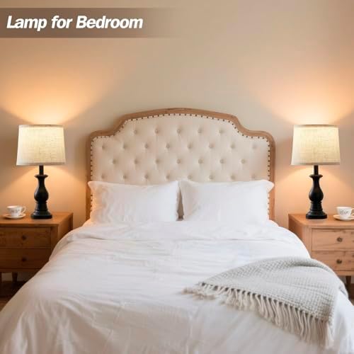 Table Lamps Set of 2, 18.5" Vintage Bedside Lamps for Bedroom Living Room - Image 5