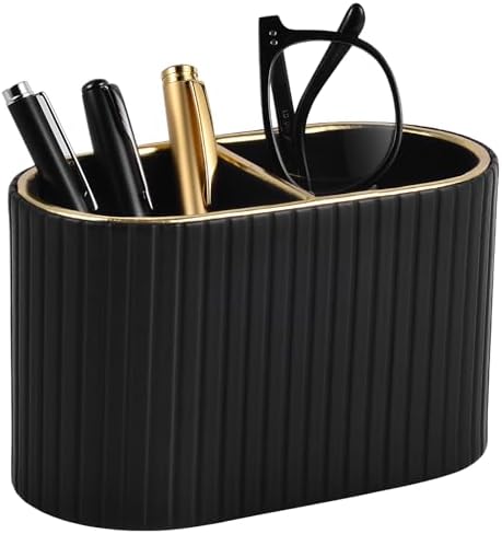 PU Leather Desk Organizer, Pen Holder, Black by XNONE