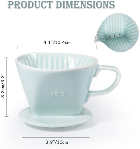 Pour Over Coffee Dripper, Ceramic Pour Over Coffee Maker, Green - Image 2