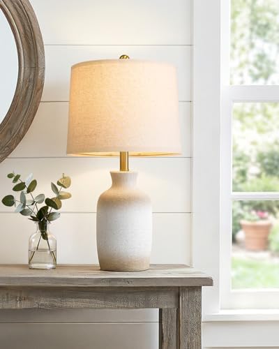 PoKat 24'' Farmhouse Ceramic Table Lamp with Natural Textured Finish - Image 6
