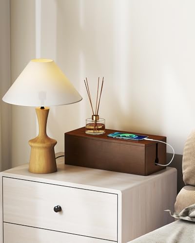 YECAYE Solid Wood Cable Management Box, Walnut Color, 14.2 x 6.1 x 4.1 - Image 4