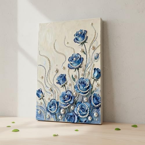 LQCrafK DIY Pearl Art Painting Handcraft Kit for Adults Beginners, Creative Design, Healing Stress-Relieving Home Wall Decoration, with Framed Painting and Tools-Blue Rose - Image 3