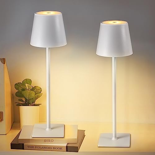 CHLORANTHUS 2 Pack Cordless Table Lamps, 3 Colors Stepless Dimming, 5000mAh Rechargeable Battery LED Desk Lamp for Bedroom/Couple Dinner/Desk/Cafe/Dining Room/Terrace - Image 2