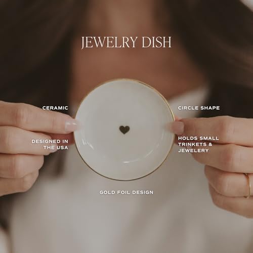 Sweet Water Decor Gold Heart Jewelry Dish Tray - Elegant Ceramic Ring Dish for Home Decor, Bridal Parties, Jewelry Storage, Rings, and Earrings Organizer - Image 2