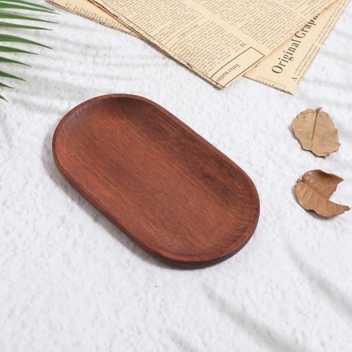 4 x 7.5 inch Small Solid Wood Serving Trays of Natural Ebony Wood with Edge, Mini Wooden Platters, Wood Counter Plates, Rectangle Wooden Trays Avoid Sliding and Spilling Food for Tea Coffee Kitchen - Image 7