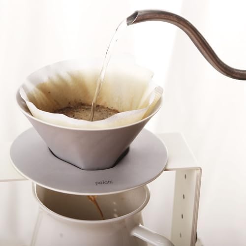 palatti Mist Porcelain Pour Over Coffee Dripper, Ceramic Pour Over Coffee Maker, Adapt to Conical 60 Degree Styles Cone Filters, Faster Flow Rate, Interchangeable Wall and Base, 1-4 cups - Image 5