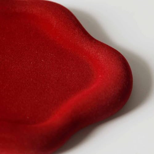 Jewelry Dish Trinket Tray for Women, Ring Dish Holder, Unique Cloud Shape Ceramic Plate Cute Things Vanity Aesthetic Room Decor Mother's Day Birthday (Flocked Scarlett) - Image 3