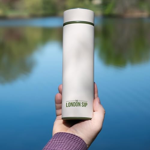 London Sip 16.9 oz Multi-Purpose Tea Infuser Mug – Fruit Infuser Water Bottle for Hot and Cold – Double Wall Stainless Steel Insulated, Safari Beige - Image 4