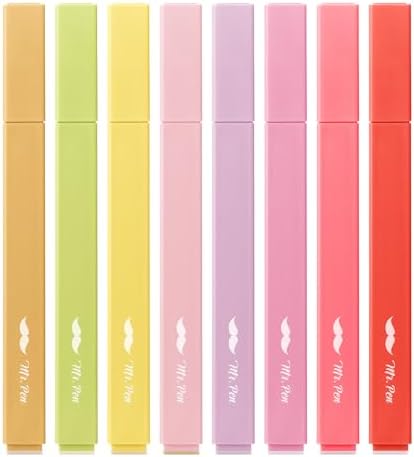 Mr. Pen- Aesthetic Highlighters No Bleed, 8 Pack, Assorted Colors | Chisel Tip, Cute Highlighters Assorted Colors for Journaling, Highlighting, Underlining, Fast Dry, Back to School Supplies by MrPen