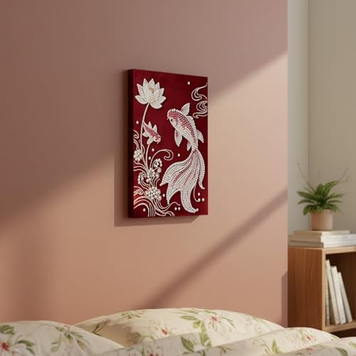 DIY Pearl Painting with Frame, Creative Design, Handmade Stress-Relieving Home Wall Decoration, Includes Frame and Tools-Koi - Image 5