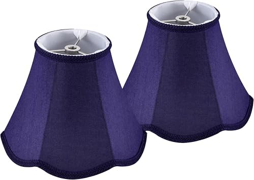 GO&SO Mini Small Scalloped Blue Lamp Shades Set of 2,4"×8"×6.4" Bell Shade by GOSO