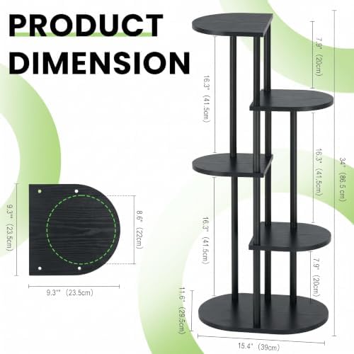 Tiered Plant Stand Indoor, Tall 5 Tier 6 Potted Wooden Plant Shelf for Multiple Flower Plants, Multi Corner Metal Plant Holder Indoor for Patio Garden Patent Design Living Room Balcony Bedroom, Black - Image 2