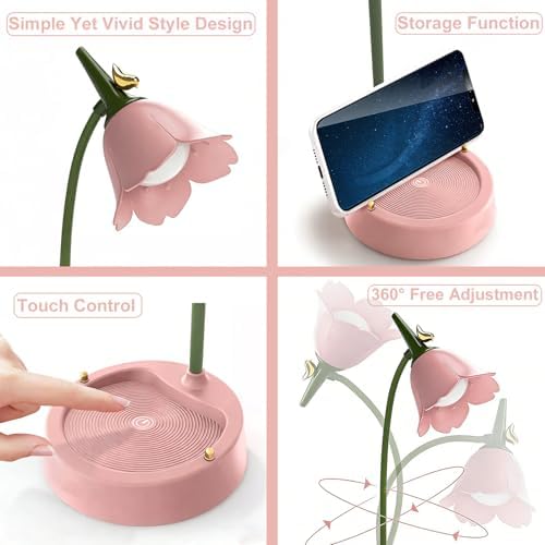 magical JD LED Desk Lamp Cordless Table Light Adjustable Gooseneck Dimmable Touch Rechargeable Battery Eye-Caring Night Light for Kids,Mini Cute Lamp for College Dorm Bedroom Reading - Image 5