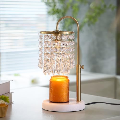 Candle Warmer Lamp with Timer Dimmer and 3 Bulbs,Adjustable Height for New Home Bedroom, Vintage Home Decor for Scented Jar, House Warming Decor Gifts, Minimalist Crystal by CandleWarmerLampwithTimer