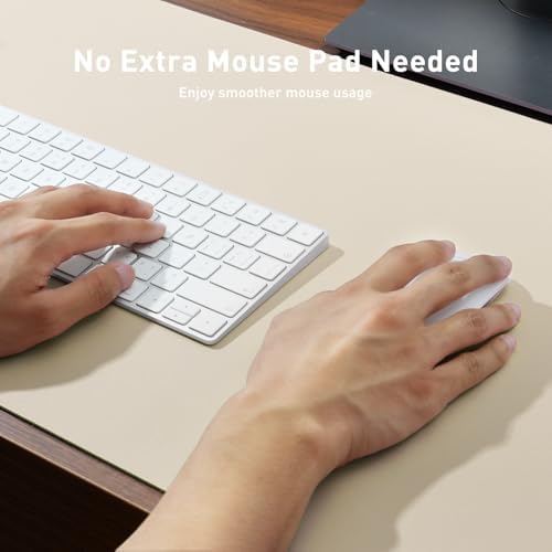 Aothia Faux Leather Desk Mat - Non-Slip PU Leather Desk Blotter, Waterproof Writing Surface, Large Desk Pad for Office & Home (Beige, 55" x 17") - Image 4