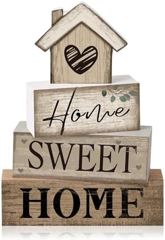 Moucuny 4 Pcs Farmhouse Table Decor Home Sweet Home Tiered Tray Decorations by Moucuny