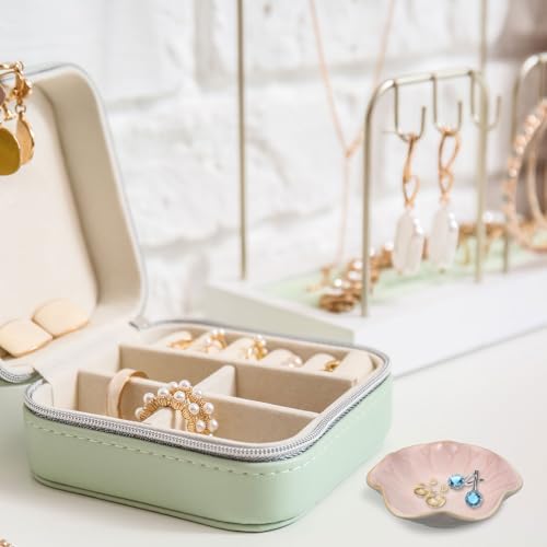 uxcell 2Pcs Ceramics Jewelry Plate, Lotus Leaf Shape Key Holder Bowl for Entryway Table Decor Small Ring Tray Dish Gift for Women Girlfriend, Pink/White - Image 5