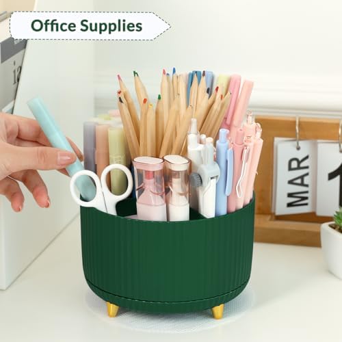 SKYDUE 360 Degree Rotating Desk Organizer, Dual-Purpose Pencil Pen Holder for Desk, Rotating Desk Pen Organizer with 5 Slots, Art Supplies, Pencil Cup for Office, School, Home - Image 3