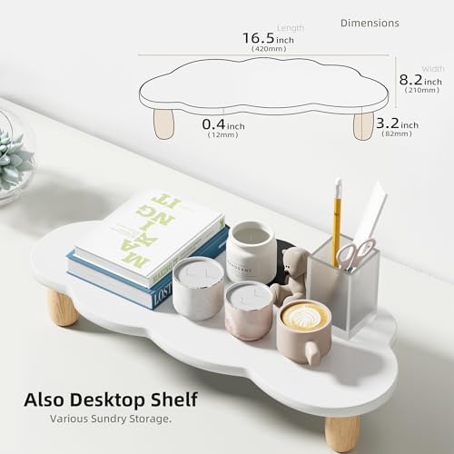 AFOOYO Monitor Stand Riser,Cloud Shape Wood Computer Monitor Stand, 16.5IN Monitor Stand Riser, Multi-Purpose Desktop Organizer Riser for Computer,Laptop,Printer,TV,White - Image 4